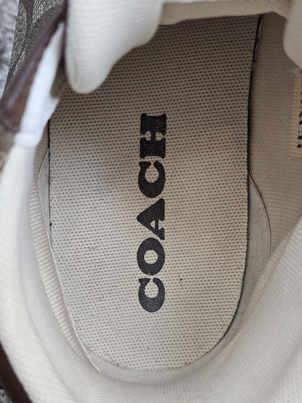 Coach Clip Signature High Top Sneakers Women’s Size 11B Brown Khaki Canvas - Picture 13 of 14